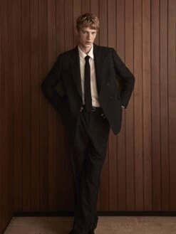 Dark Grey Pinstripe Wide Leg Trousers – Tailored Wool Blend Modern Fit Suiting -FRAME Clothing Shop SHOT 02 0106 02 RGB 72 2000X2666 c317bf51 47c7 416c 9d44 64ad45122b53 pants lookbook image