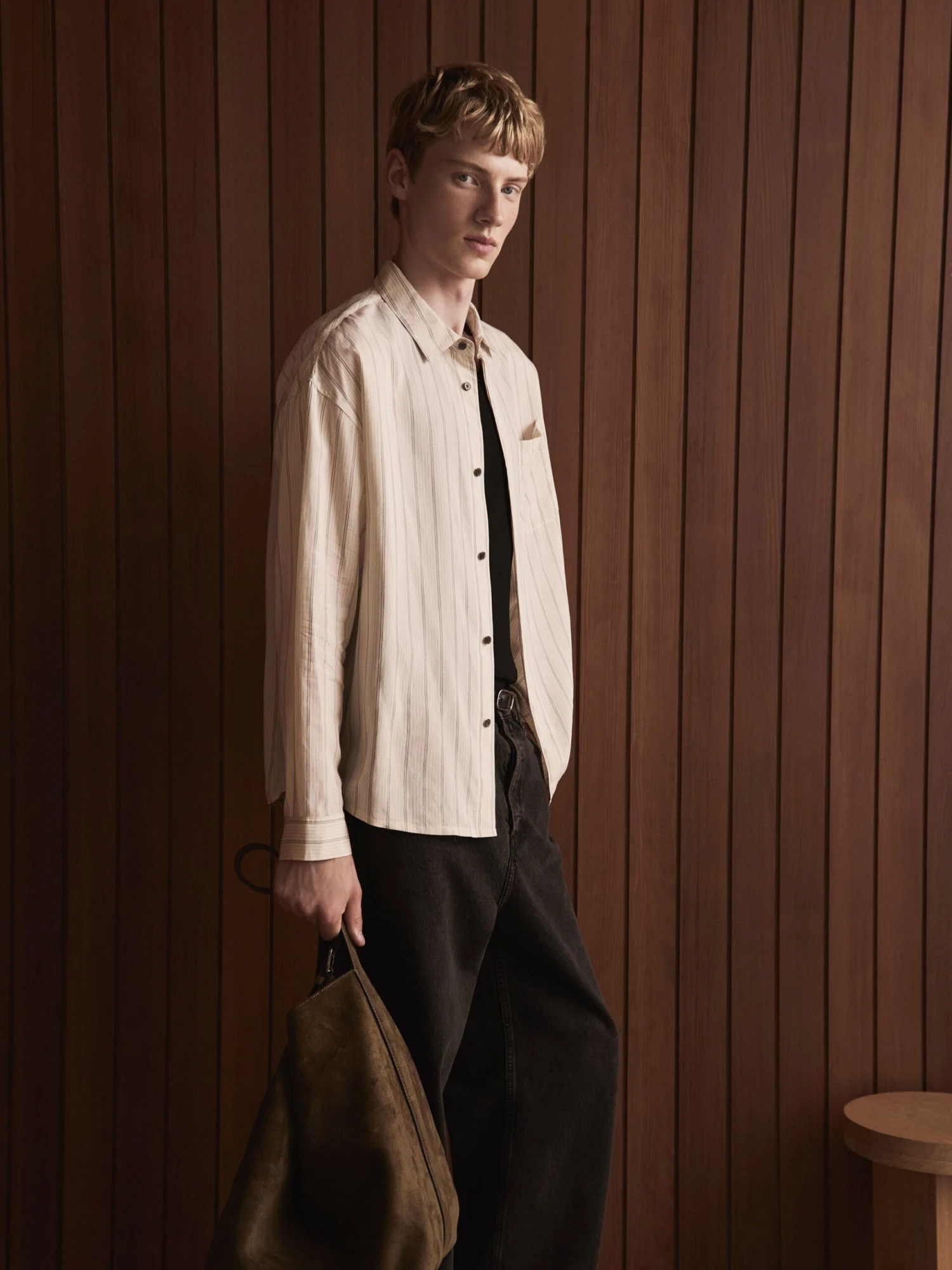 Natural Stripe Silk-Viscose Blend Refined Button-Down Shirt 5 Natural Stripe Silk-Viscose Blend Refined Button-Down Shirt - Image 5