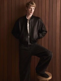 Men's Premium Black Lamb Leather Bomber Jacket – Vintage-Inspired Cropped Fit -FRAME Clothing Shop SHOT 08 0194 01 RGB 72 2000X2666 9ec4a02e db7f 47f7 ad32 359f8232b9b4 jacket lookbook image