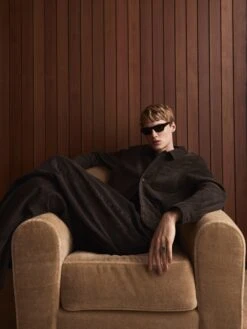 Men's Old Black Lived-In Finish Goat Suede – Classic Bomber Jacket with Chest Pocket -FRAME Clothing Shop SHOT 11 0019 02 RGB 72 2000X2666 eac64bbc f517 4f6d 8af9 2df7c0faff33 jacket lookbook image