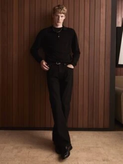 Men’s Superfine Merino & Cashmere Polo Sweater – Jet Black Fine-Knit Essential -FRAME Clothing Shop SHOT 12 0044 01 RGB 72 2000X2666 3441cd31 91d2 411b b2c2 30aa0bcb2061 sweater lookbook image