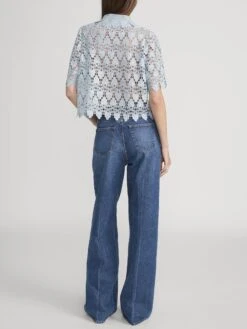 The Lace Button Up Shirt -- Sky Blue -FRAME Clothing Shop WE24WSH010 SKYB 3465 top back image