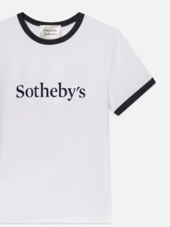 Sotheby’s Women's Ringer Baby Tee -- White Multi -FRAME Clothing Shop WE25JTE013 WTMU DET v2 tee front detail packshot image