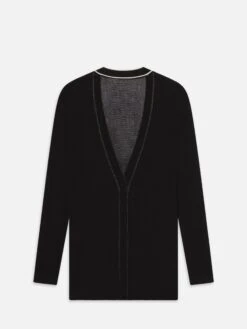 The Varsity Cardigan -- Black Multi -FRAME Clothing Shop WE25KSW023 BKMU B cardi back packshot image
