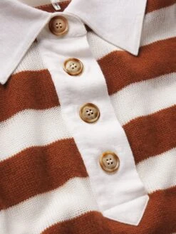 The Bold Stripe Polo -- Chestnut Multi 7 The Bold Stripe Polo -- Chestnut Multi -FRAME Clothing Shop WE25KSW032 CNMU SWATCH polo texture detail image