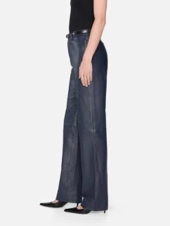 The Leather Trouser -- Dark Indigo 8 The Leather Trouser -- Dark Indigo -FRAME Clothing Shop WE25LPA002 DKIN 02672 pants side angle image