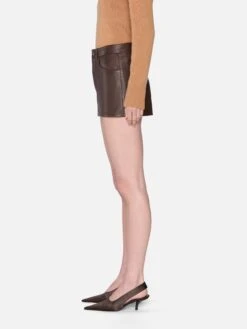 The Leather Mini Skirt -- Dark Brown 8 The Leather Mini Skirt -- Dark Brown -FRAME Clothing Shop WE25LSK002 DKBR 01279 skirt side image