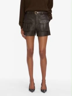 The Leather Scout Short -- Truffle 9 The Leather Scout Short -- Truffle -FRAME Clothing Shop WE25LST002 TRUF 3780 shorts front image primary image override