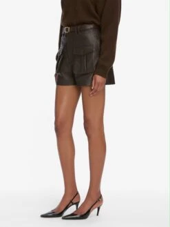 The Leather Scout Short -- Truffle 11 The Leather Scout Short -- Truffle -FRAME Clothing Shop WE25LST002 TRUF 3798 shorts side angle image
