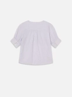 The V-Neck Popover -- Steel Blue Multi 5 The V-Neck Popover -- Steel Blue Multi -FRAME Clothing Shop WE25WBL020 STBM B top back packshot image