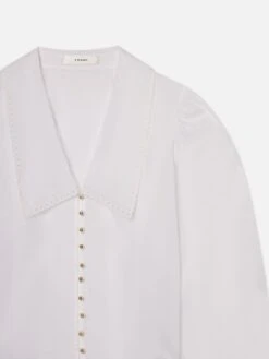 The Eyelet Sailor Blouse -- White -FRAME Clothing Shop WE25WBL027 WHT DET top front detail packshot image