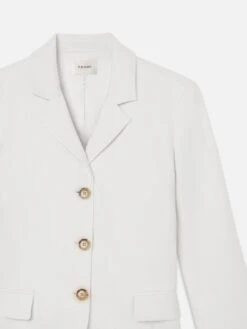 The Linen Smart Blazer -- White 6 The Linen Smart Blazer -- White -FRAME Clothing Shop WE25WBZ003 WHT DET blazer front detail packshot image