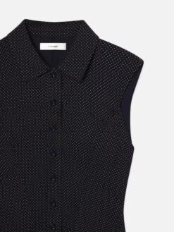 The Silk Day Dress -- Navy Multi -FRAME Clothing Shop WE25WDR011 NAMU DET V2 dress front detail packshot image