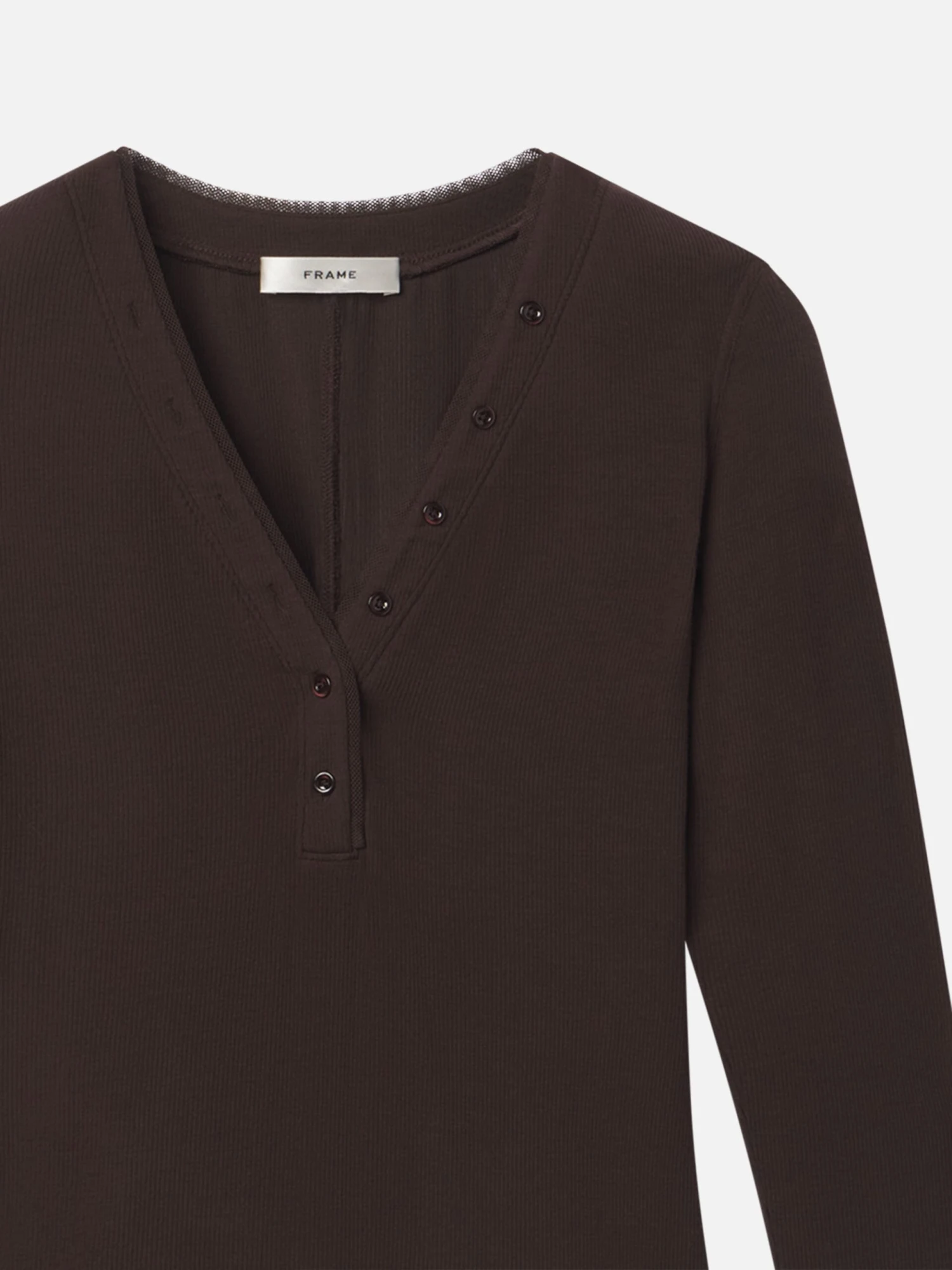 The Mesh Trim Rib Henley -- Coffee 2 The Mesh Trim Rib Henley -- Coffee - Image 2