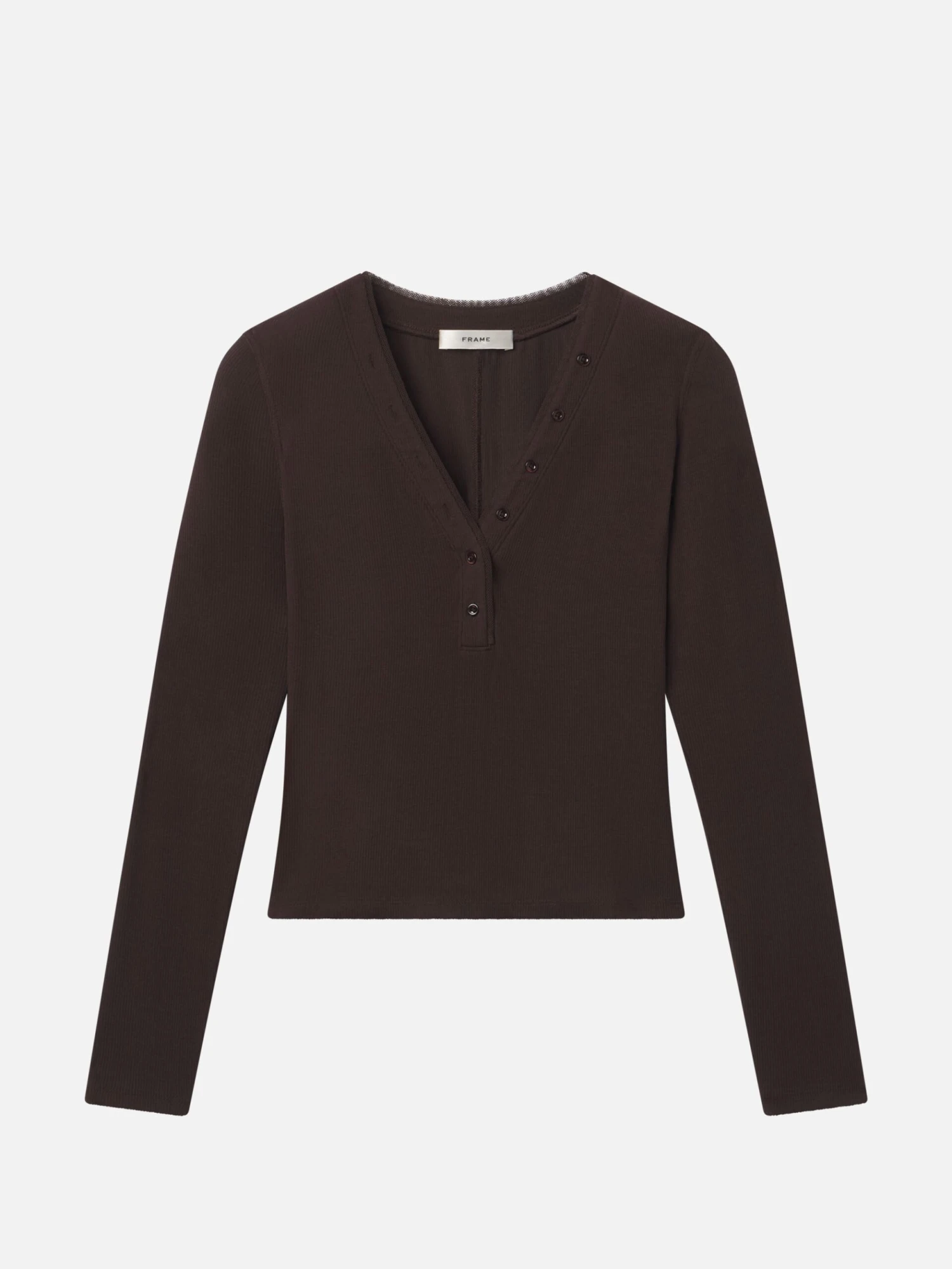 The Mesh Trim Rib Henley -- Coffee 1 The Mesh Trim Rib Henley -- Coffee