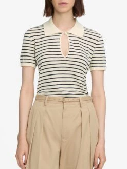 The Keyhole Polo -- Cream Multi 9 The Keyhole Polo -- Cream Multi -FRAME Clothing Shop WF25KSW035 CREM 6241 V2 polo front view