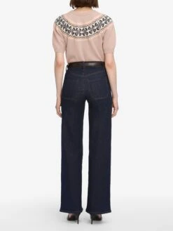 The Cashmere Fairisle Crew Sweater -- Pink Sand -FRAME Clothing Shop WF25KSW038 PKSD 4852 sweater back image