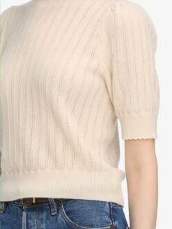 The Ladder Pointelle Sweater -- Cream 10 The Ladder Pointelle Sweater -- Cream -FRAME Clothing Shop WF25KSW039 CREA 2168 V2 sweater front detail image