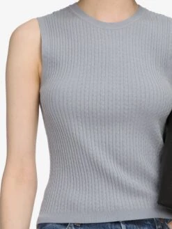 The Fine Cable Tank -- Grey Blue -FRAME Clothing Shop WF25KSW043 GYBL 4804 tank front detail image