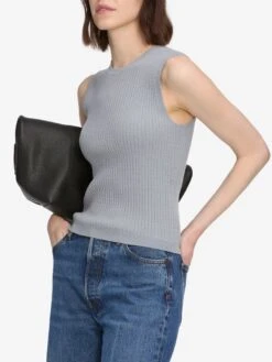 The Fine Cable Tank -- Grey Blue -FRAME Clothing Shop WF25KSW043 GYBL 4810 tank side angle image