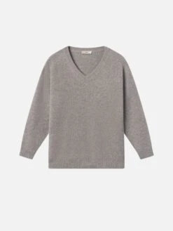 The Cashmere V Sweater -- Heather Grey