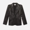 The Peak Lapel Leather Blazer -- Black