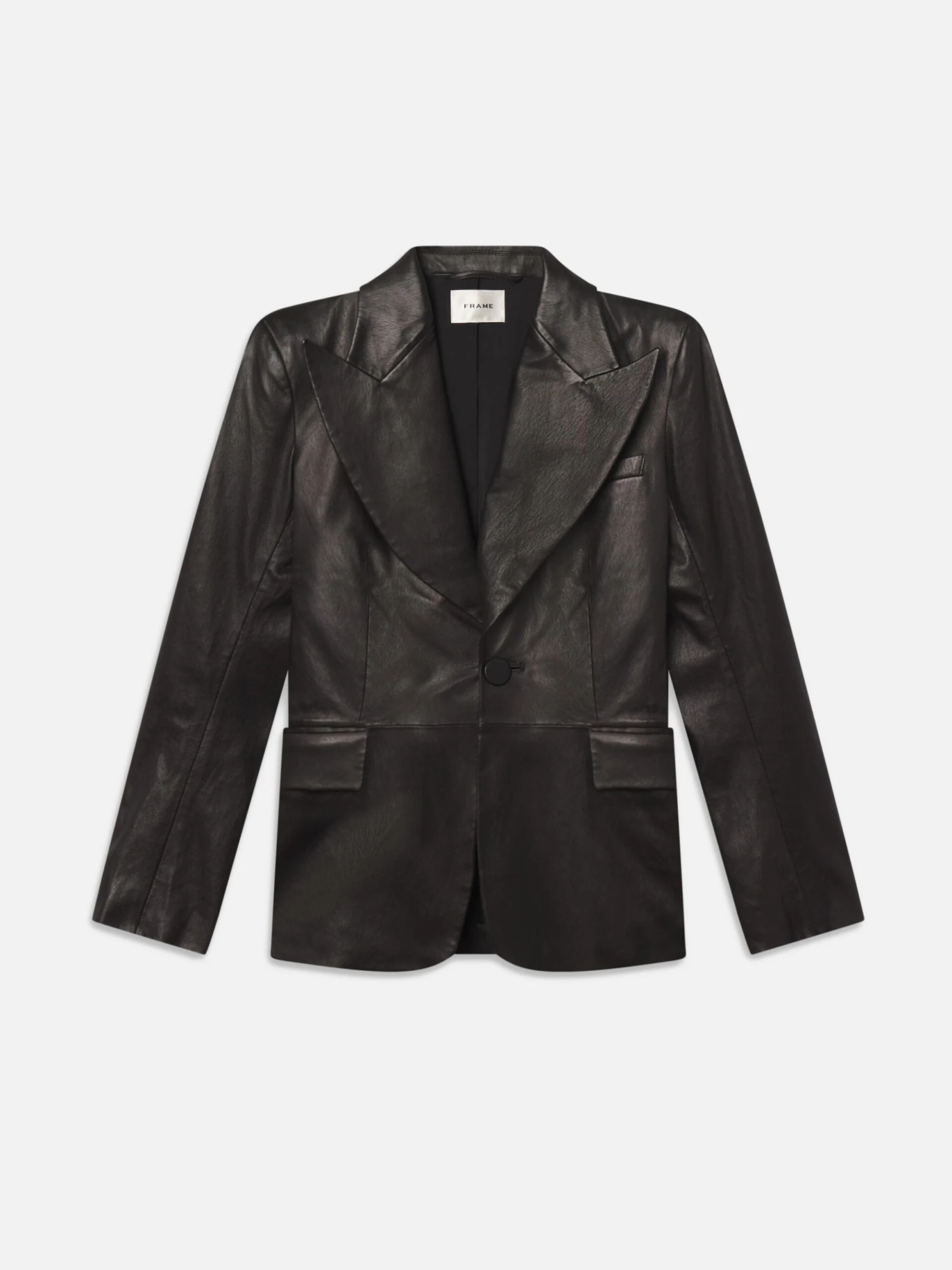 The Peak Lapel Leather Blazer -- Black 1 The Peak Lapel Leather Blazer -- Black
