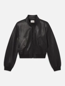 The Leather Harrington Jacket -- Black