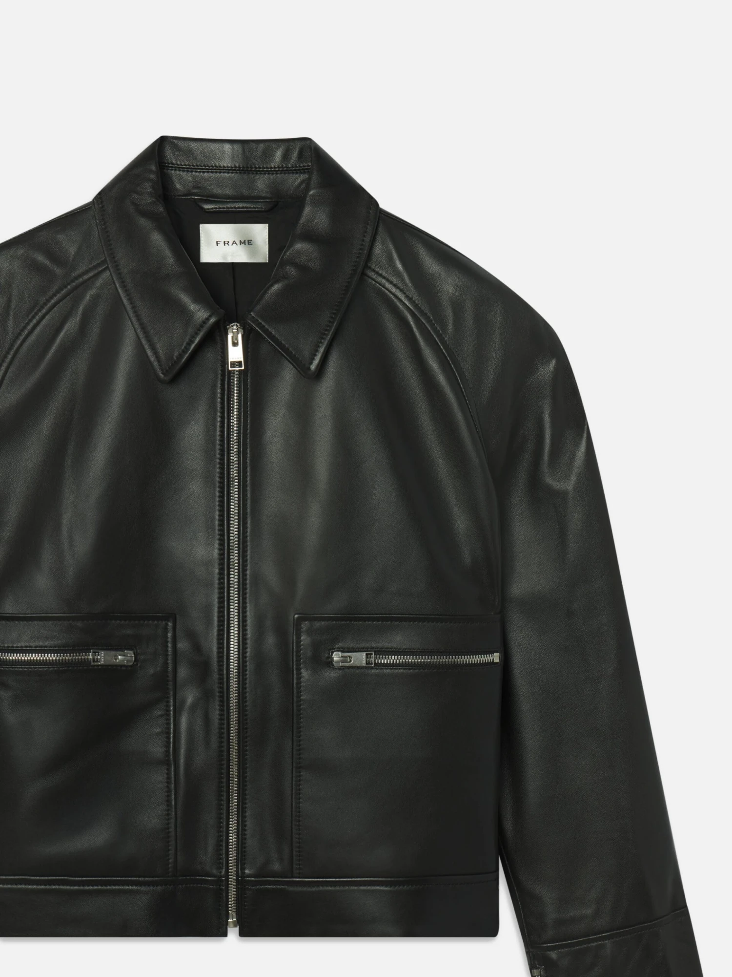 The Leather Zip Front Jacket -- Black 2 The Leather Zip Front Jacket -- Black - Image 2