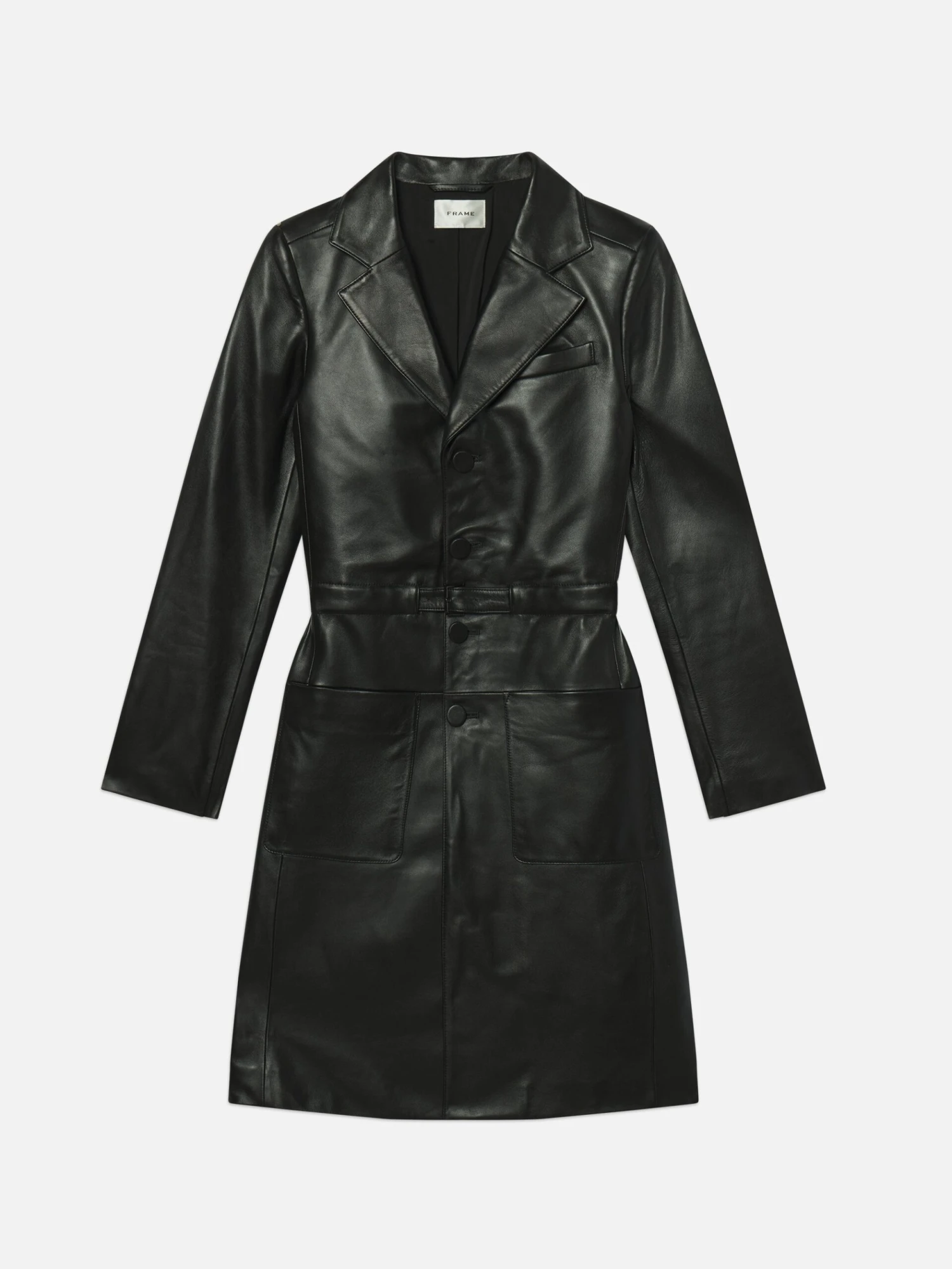 The Long Leather Belted Jacket -- Black 1 The Long Leather Belted Jacket -- Black
