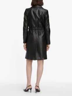 The Long Leather Belted Jacket -- Black 9 The Long Leather Belted Jacket -- Black -FRAME Clothing Shop WF25LJA008 BLK C 13206 jacket back image
