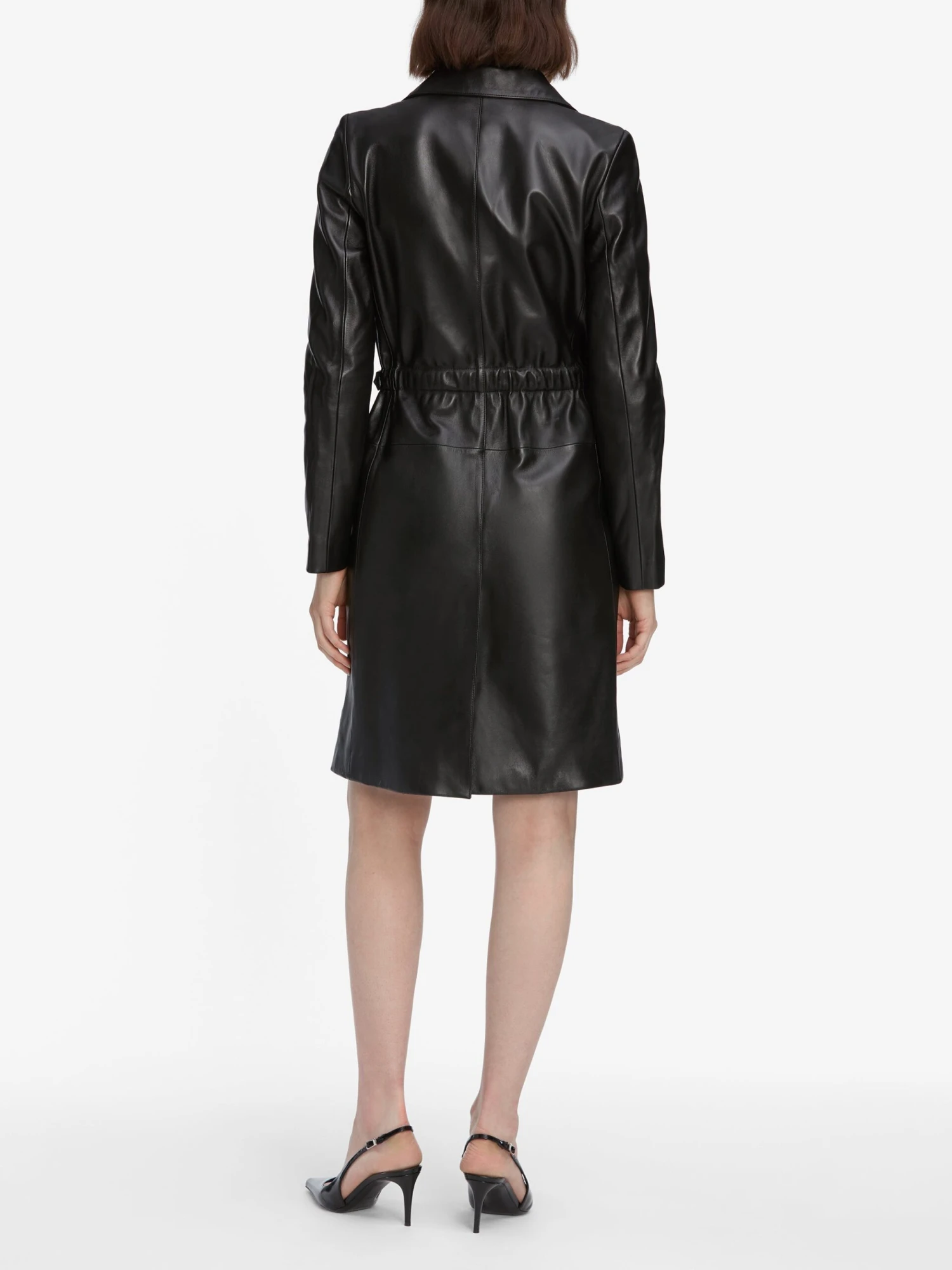 The Long Leather Belted Jacket -- Black 5 The Long Leather Belted Jacket -- Black - Image 5