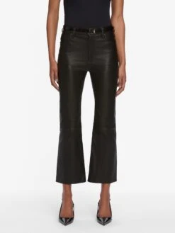 The Leather Reboot Crop -- Black 9 The Leather Reboot Crop -- Black -FRAME Clothing Shop WF25LPA005 BLK v2 pants front image