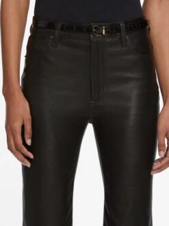 The Leather Reboot Crop -- Black 11 The Leather Reboot Crop -- Black -FRAME Clothing Shop WF25LPA005 BLK 4247 pants front detail image