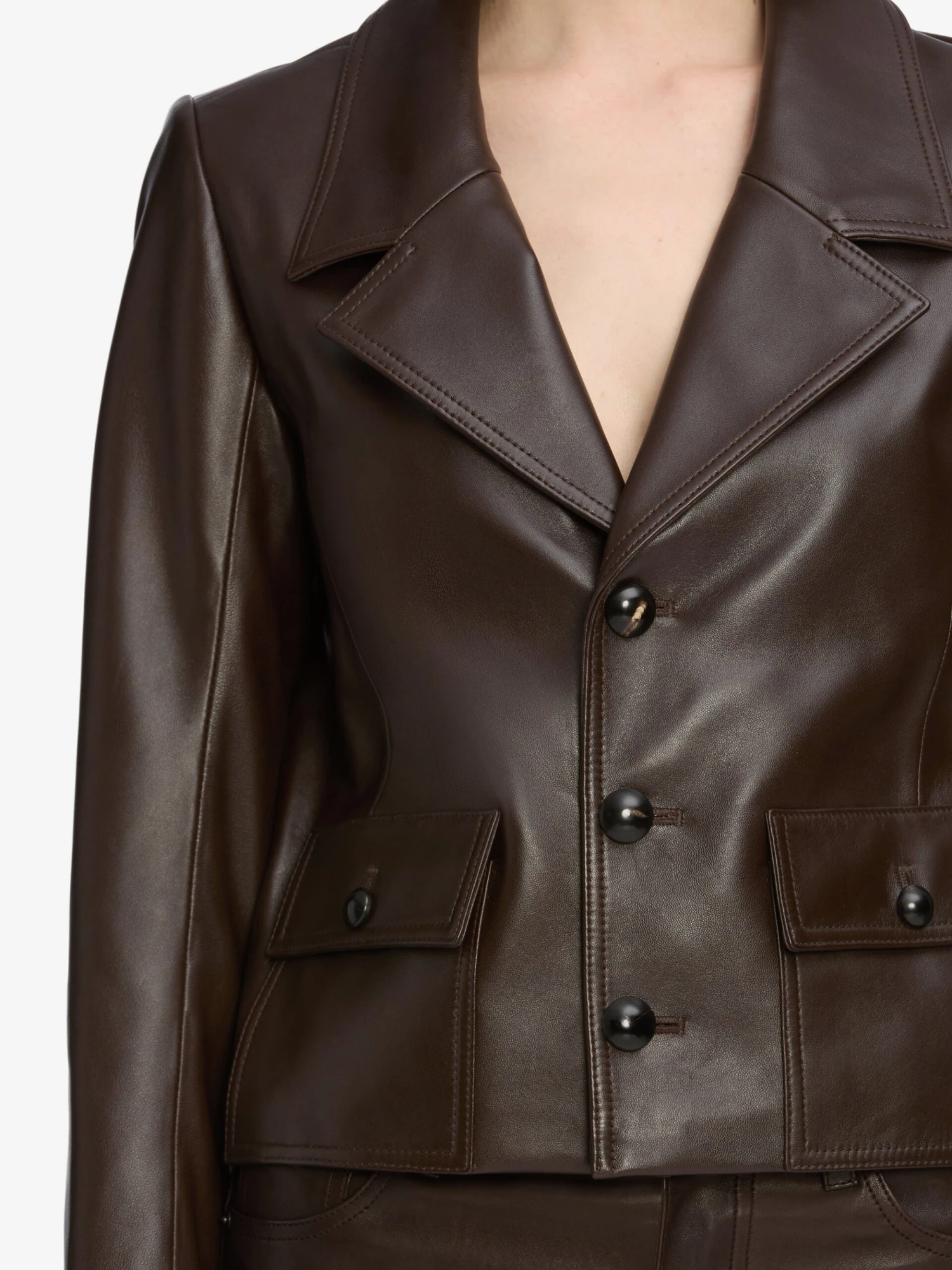 The Leather Cuffed Jacket -- Dark Brown 4 The Leather Cuffed Jacket -- Dark Brown - Image 4