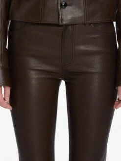 The Leather Reboot Crop -- Truffle 9 The Leather Reboot Crop -- Truffle -FRAME Clothing Shop WF25LPA005 TRUF WE25LJA001 DKBR 6089 pants front detail image