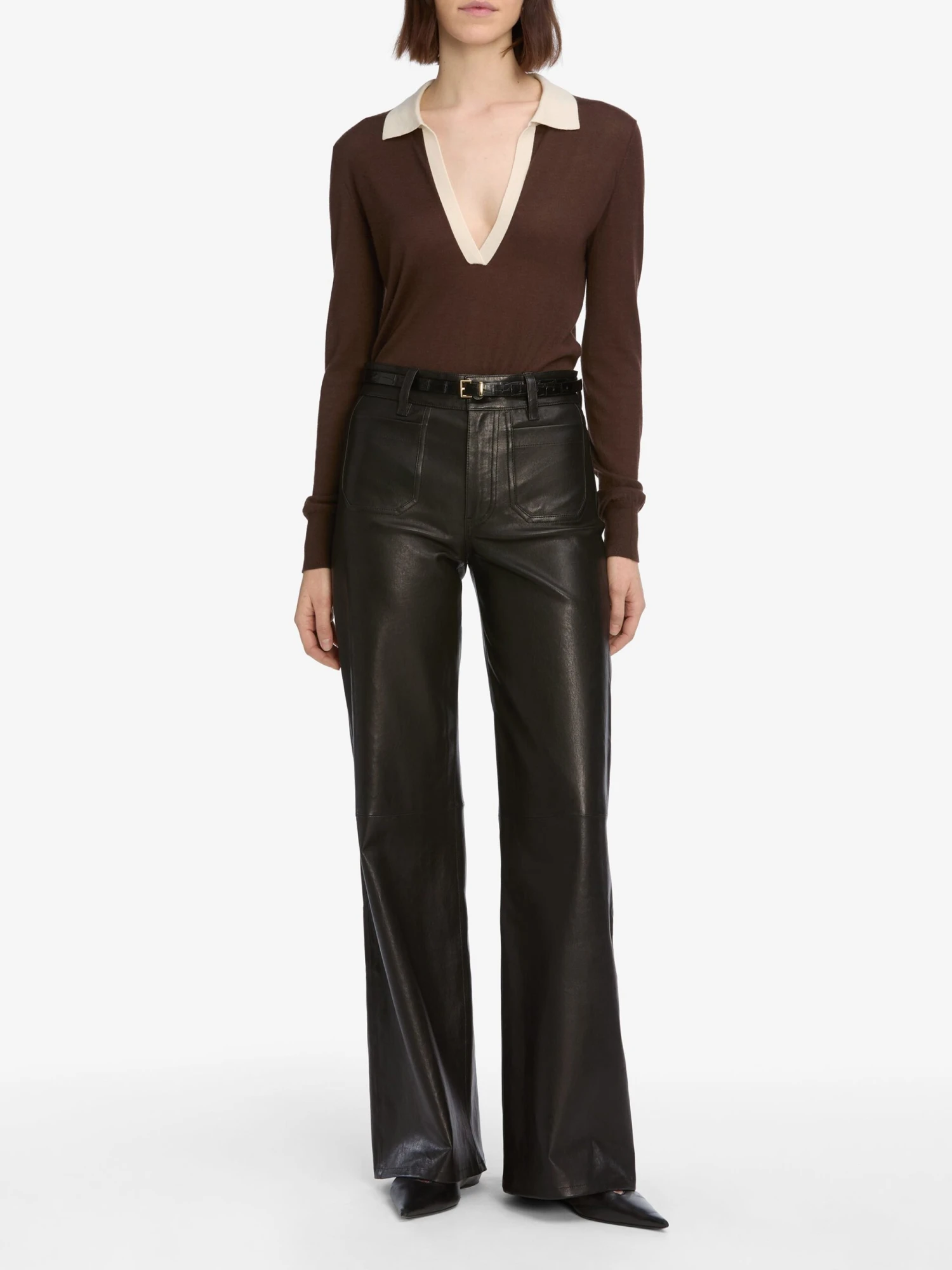 Le Slim Palazzo Modernist Pocket Leather -- Black 2 Le Slim Palazzo Modernist Pocket Leather -- Black - Image 2