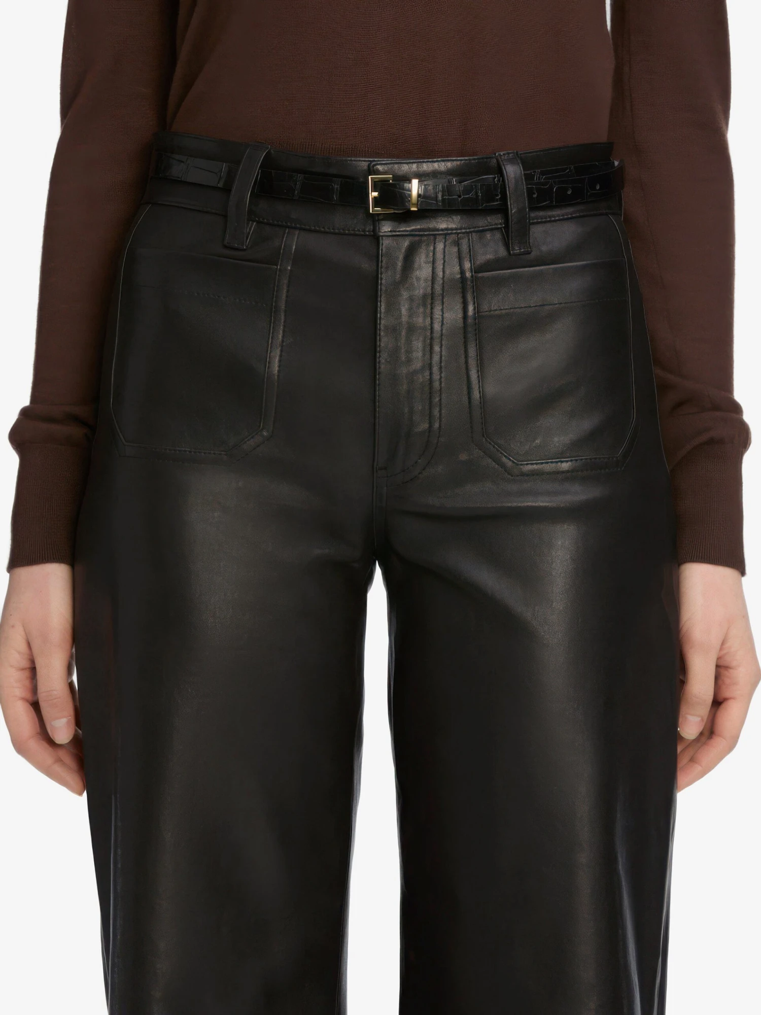 Le Slim Palazzo Modernist Pocket Leather -- Black 4 Le Slim Palazzo Modernist Pocket Leather -- Black - Image 4