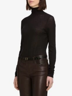 Slim Turtleneck -- Black 11 Slim Turtleneck -- Black -FRAME Clothing Shop WF25LPA009 TRUF WF25KSW059 BLK 9630 sweater side angle image