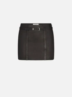 The Leather Belted Mini Skirt -- Black