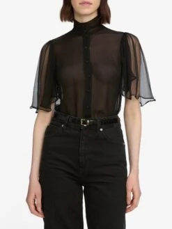 The Flutter Blouse -- Black -FRAME Clothing Shop WF25WBL001 BLK 12389 top front image