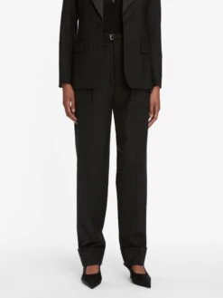 The Cuffed Pleated Trouser -- Black -FRAME Clothing Shop WF25WBZ001 BLK WF25KSW030 BLK WF25WPA001 BLK 12536 V2 pants front image