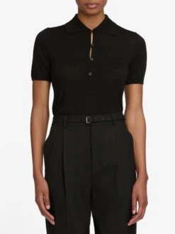 The Smart Polo -- Black 9 The Smart Polo -- Black -FRAME Clothing Shop WF25WBZ001 BLK WF25KSW030 BLK WF25WPA001 BLK 12635 polo front image