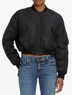 The Nylon Bomber Jacket -- Black -FRAME Clothing Shop WF25WJA003 BLK 9174 jacket front image