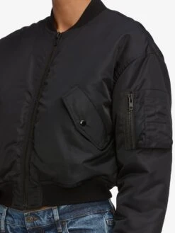 The Nylon Bomber Jacket -- Black -FRAME Clothing Shop WF25WJA003 BLK 9189 jacket front detail image