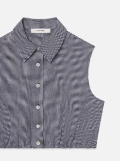 The Check Top -- Navy Multi -FRAME Clothing Shop WF25WSH011 NAMU DET top front detail packshot image