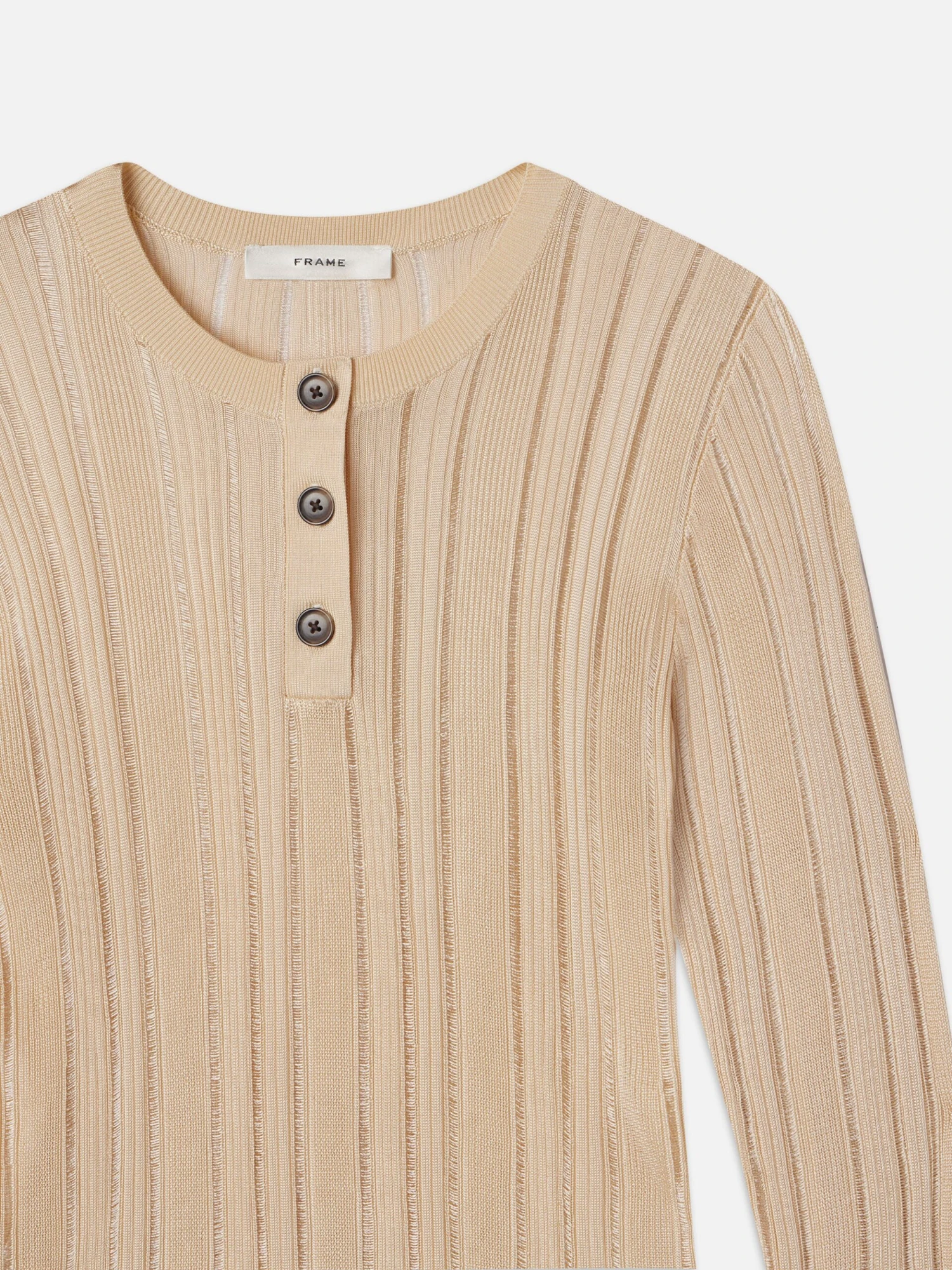 Laddered Rib Henley -- Cream 2 Laddered Rib Henley -- Cream - Image 2