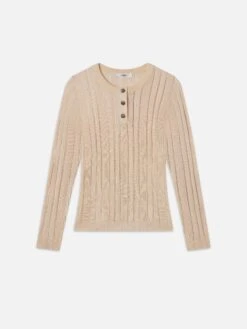 Laddered Rib Henley -- Cream