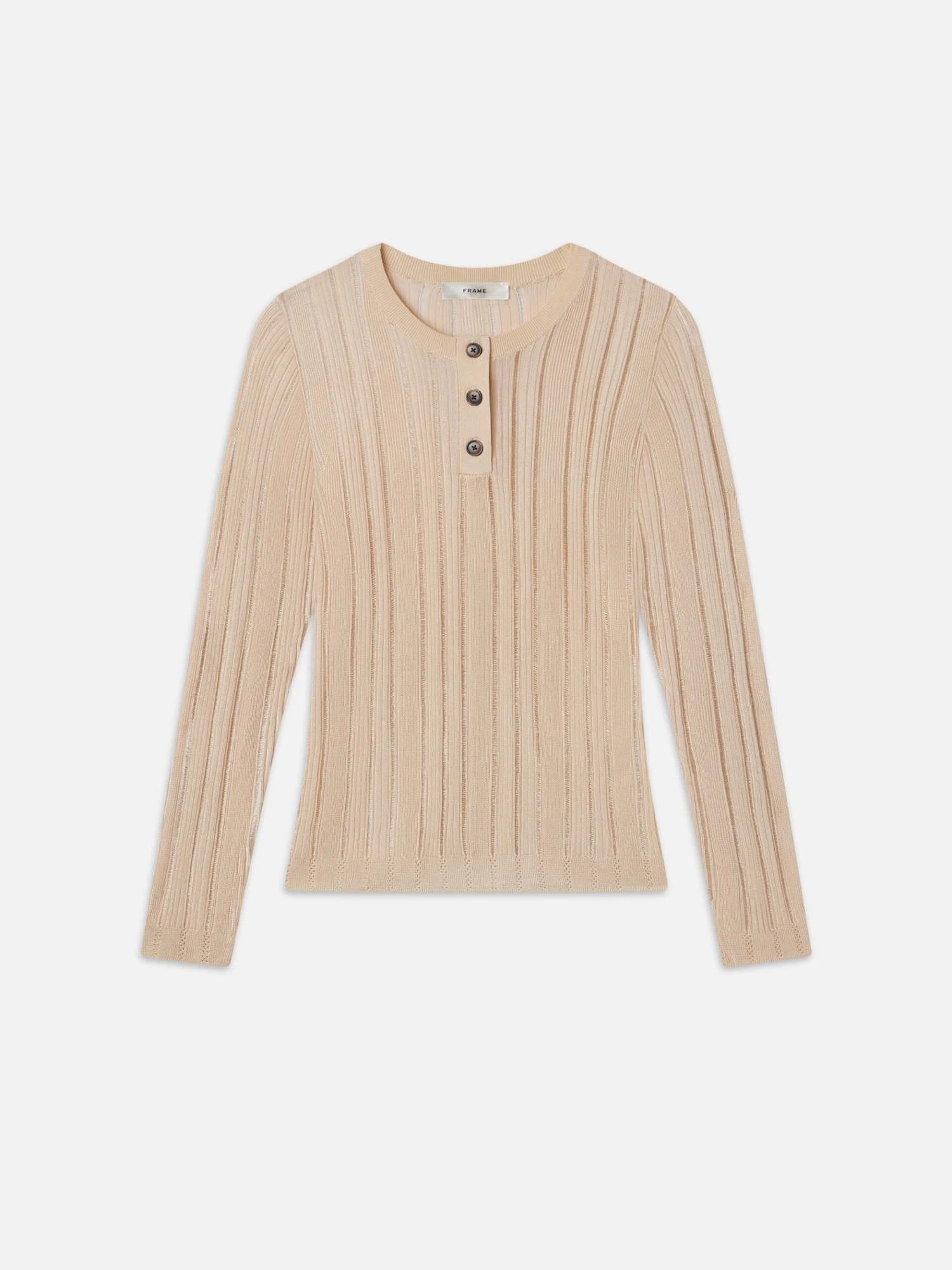 Laddered Rib Henley -- Cream 1 Laddered Rib Henley -- Cream