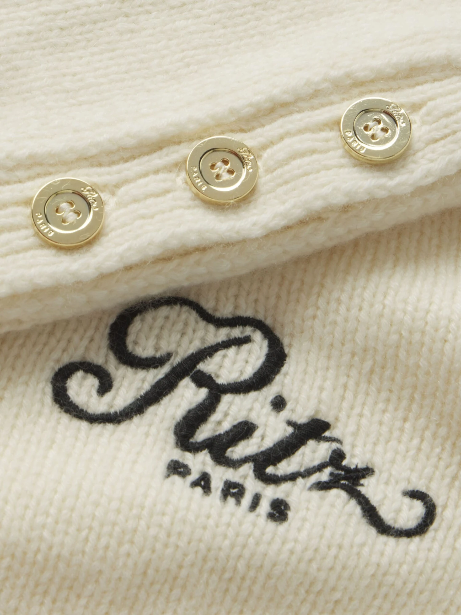 Ritz Button Detail Sweater -- Cream 2 Ritz Button Detail Sweater -- Cream - Image 2